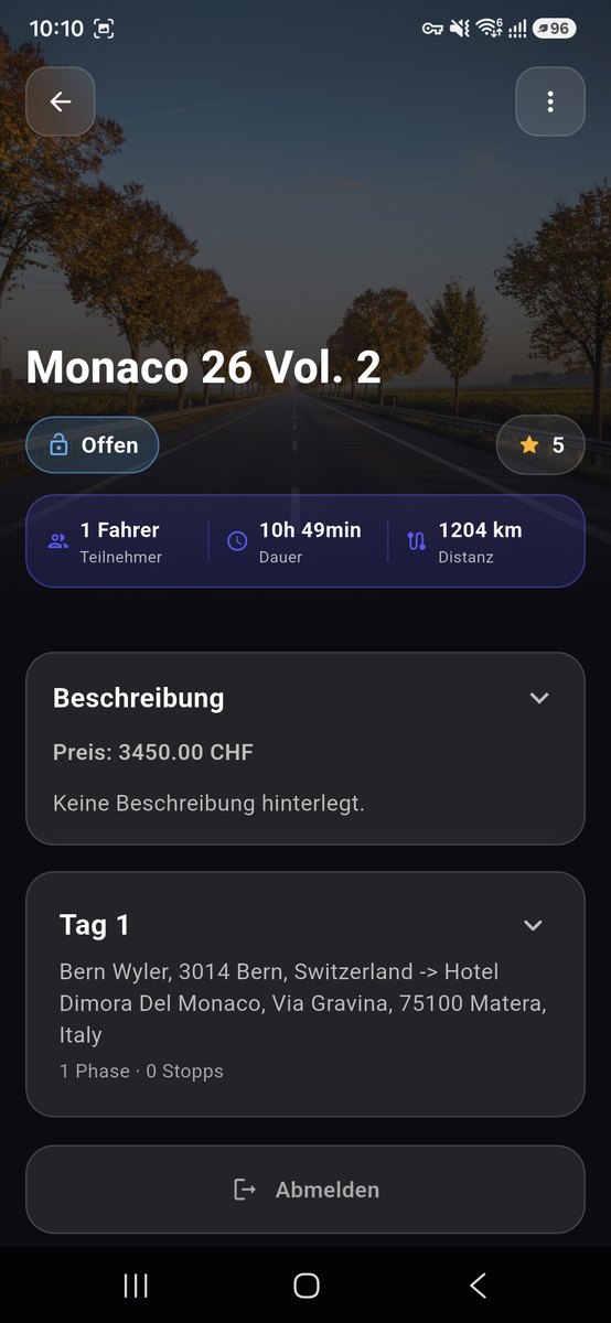 HotRoad App – Trip-Details
